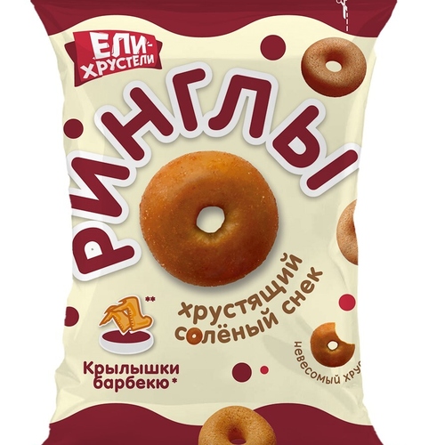 РИНГЛЫ пшеничные, вкус: Крылышки барбекю, (Ели-Хрустели)