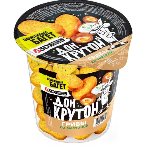 Сухарики багетные, вкус: Грибы со сметаной, (ДОН КРУТОН)