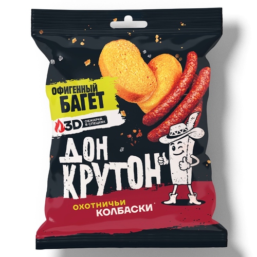 Сухарики багетные, вкус: Охотничьи колбаски, (ДОН КРУТОН)