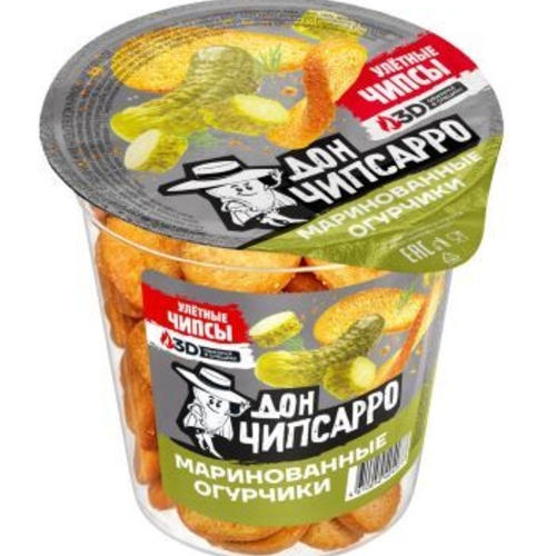 Чипсы пшеничные, вкус: Маринованные огурчики, (Дон Чипсарро)